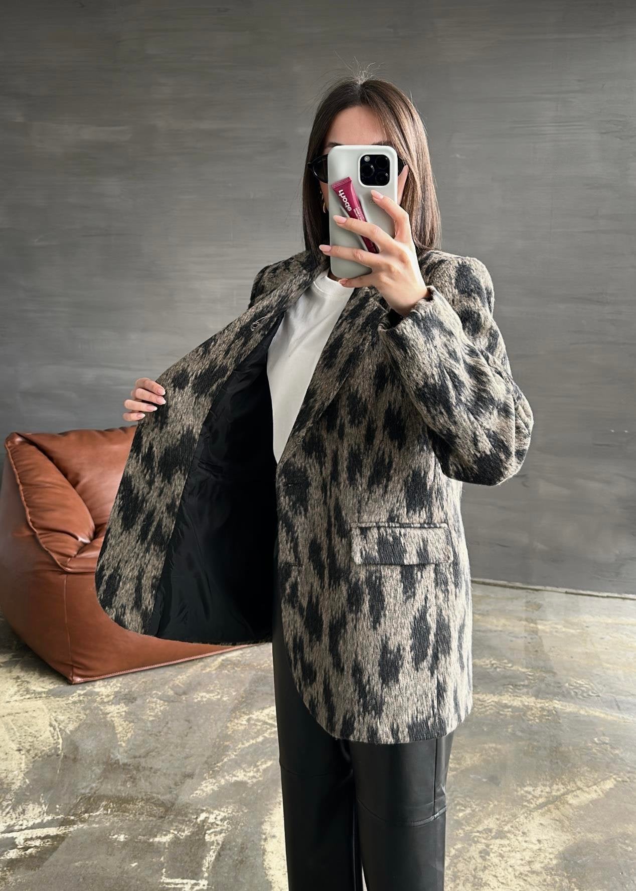Leopar Sakallı Blazer Ceket RENKLİ
