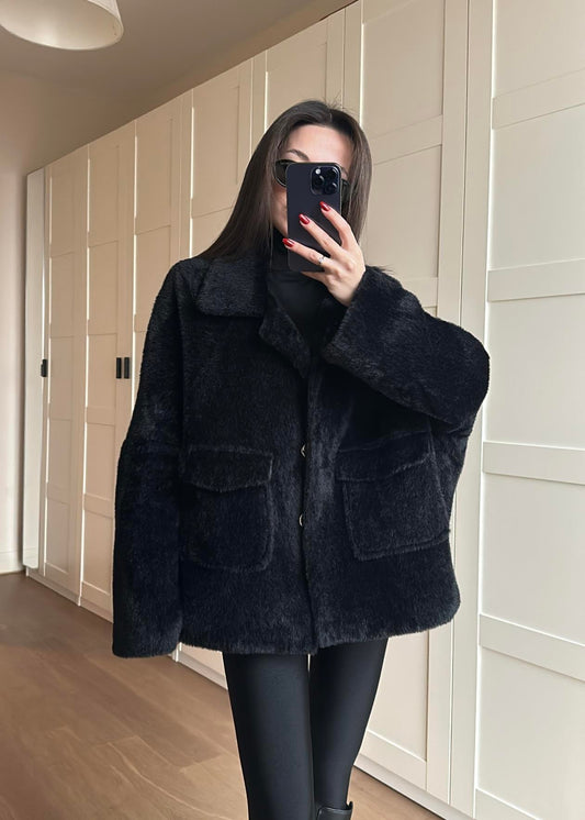 Çift Cepli Kürk SİYAH