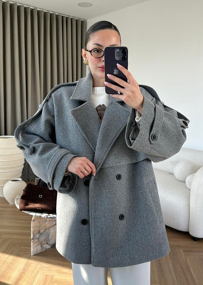 Ara Boy Kaşe Kaban AÇIK GRİ